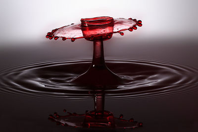 Close-up of red object over water
