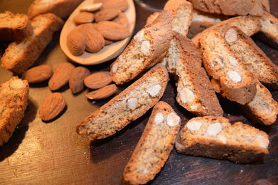 Close-up of cookies on table