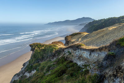 Scenic view of sea against clear sky