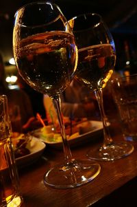 Close-up of wineglass on table