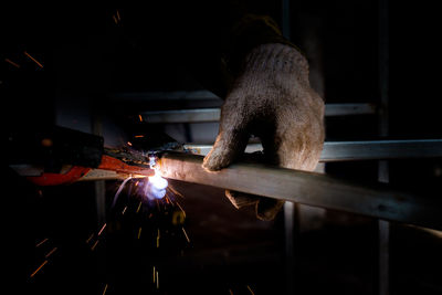 Close-up of welder at work