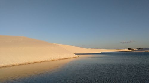 Scenic view of sea against clear sky