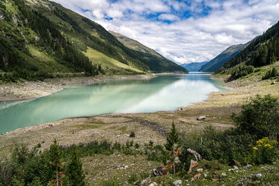 Scenic view of lake against sky