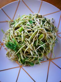 High angle view of vegetables in plate