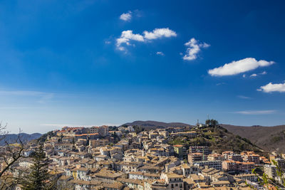 High angle view of townscape against sky