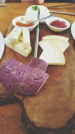 Close-up of food on table