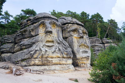 Low angle view of rock formations