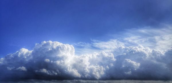 Low angle view of clouds in blue sky