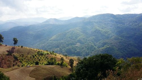 Scenic view of mountains against sky