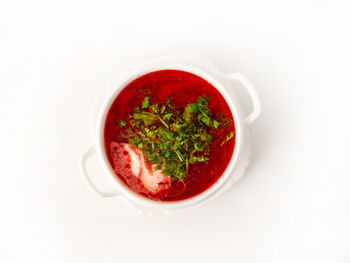 High angle view of salad in bowl