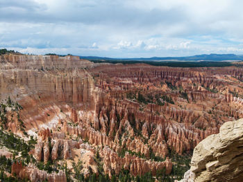 High angle view of bryce canyons against sky