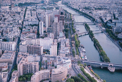 High angle view of bridge over river in city