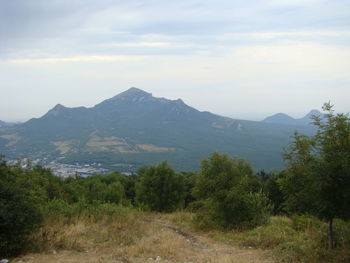 Scenic view of mountains against sky