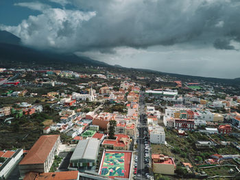 High angle view of townscape against sky