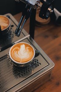 High angle view of coffee on table