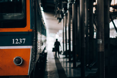 People on train in city