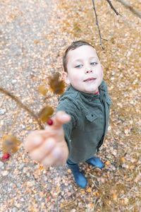 Portrait of cute boy outdoors