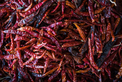 Full frame shot of red chili peppers for sale