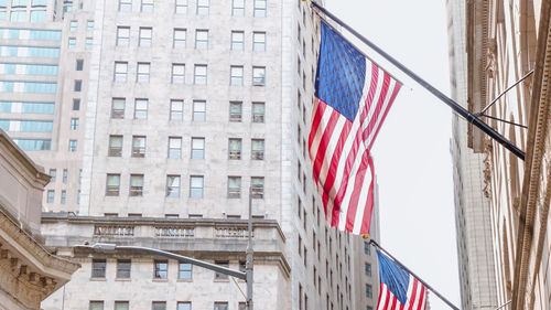 Low angle view of american flags