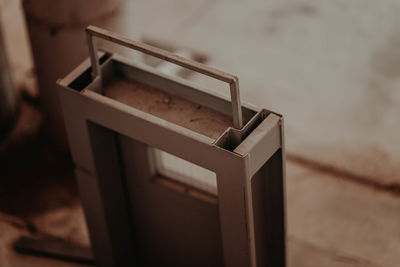 Close-up of box on table at home