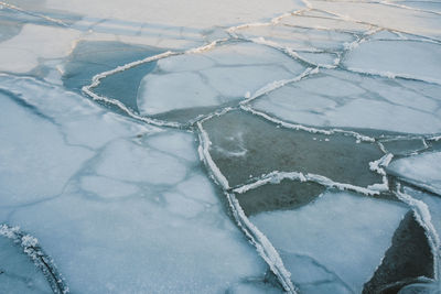 Frozen sea ice pattern in finland