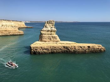 Scenic view of sea against clear sky