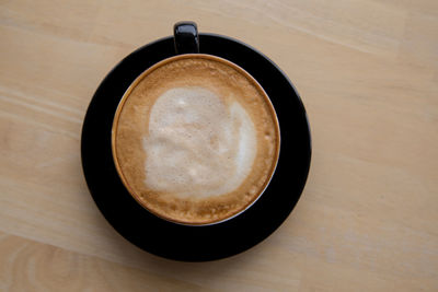 High angle view of coffee on table