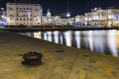 Skyline of trieste. atmospheric light at night. italy