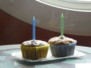 Close-up of cupcakes on table