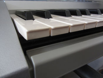 Close-up of piano at home