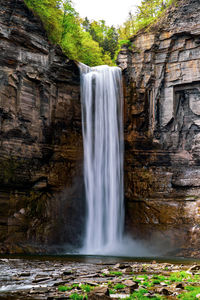 View of waterfall in forest