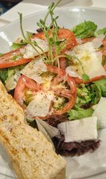 High angle view of fresh vegetables in plate