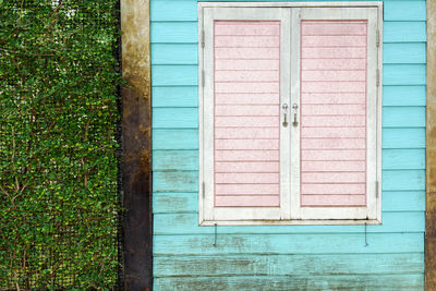 Closed window of building