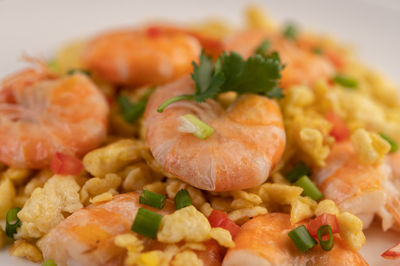 Close-up of served food in plate