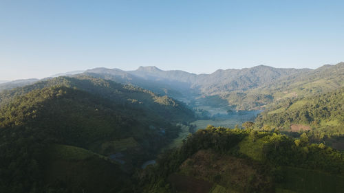 Scenic view of mountains against clear sky