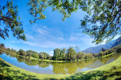 Scenic view of lake against sky