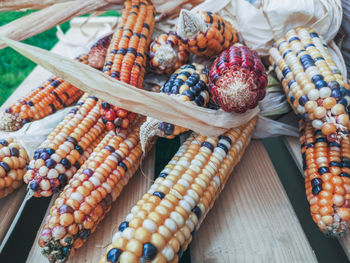 Multi coloured corn on the cob