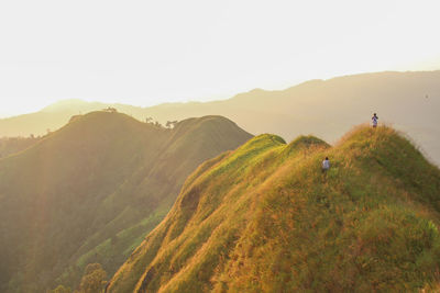 Scenic view of mountains against clear sky