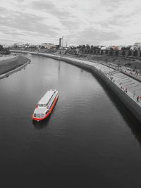 High angle view of bridge over river against sky