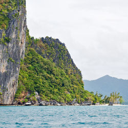 Scenic view of bay against sky