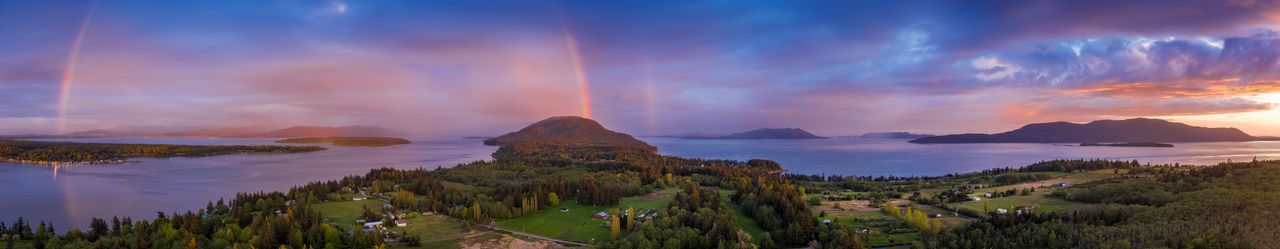 Panoramic view of landscape against sky during sunset