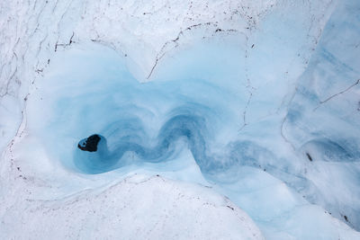 Aerial view of frozen water