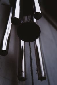 Low angle view of electric lamp on table at home