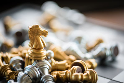 Close-up of chess pieces