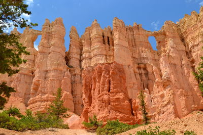 Low angle view of rock formation