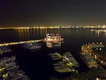 View of illuminated city at night