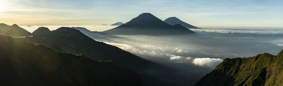 Panoramic view of mountains against sky