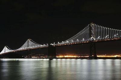 Bridge over river at night