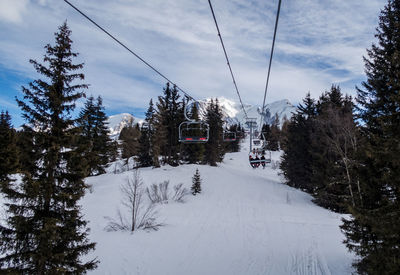 Overhead cable car in winter