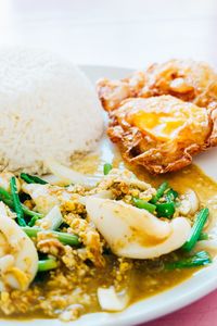 Close-up of meal served in plate